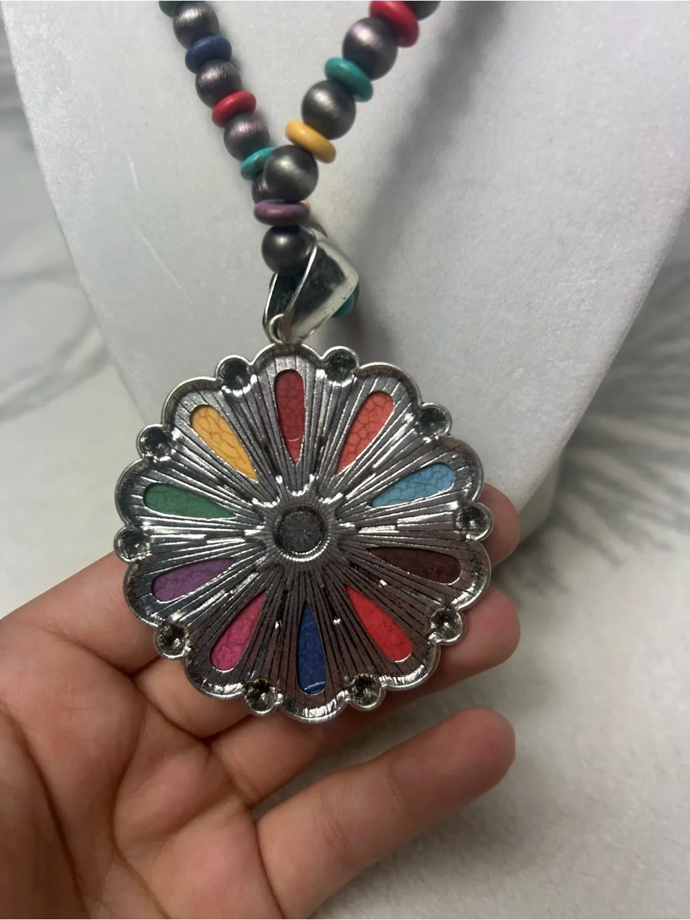 Rodeo western statement colorful stone necklace